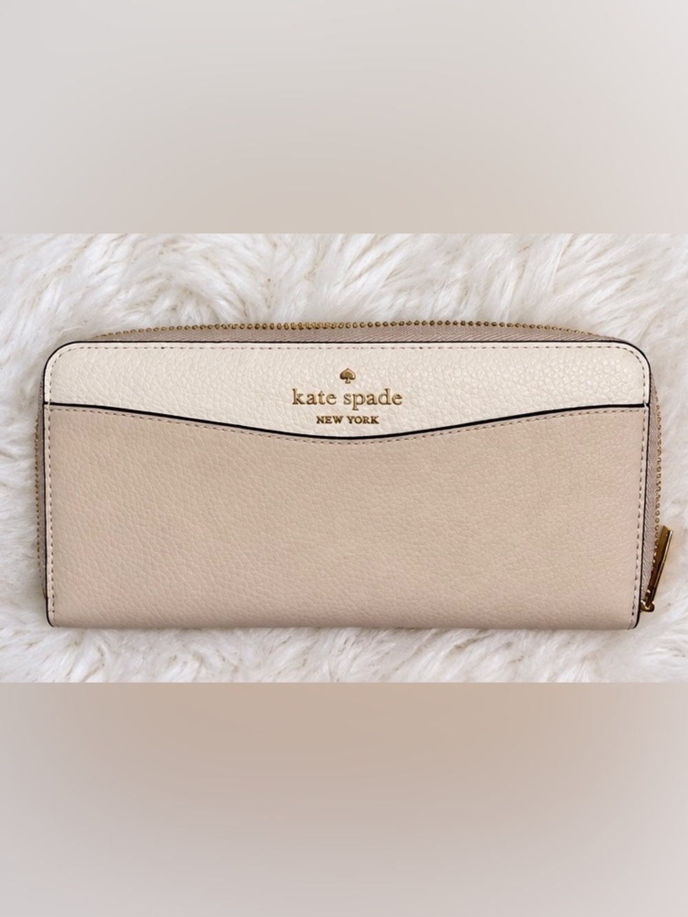 kate spade Two-Tone Cream & Beige Zip-Around Wallet
